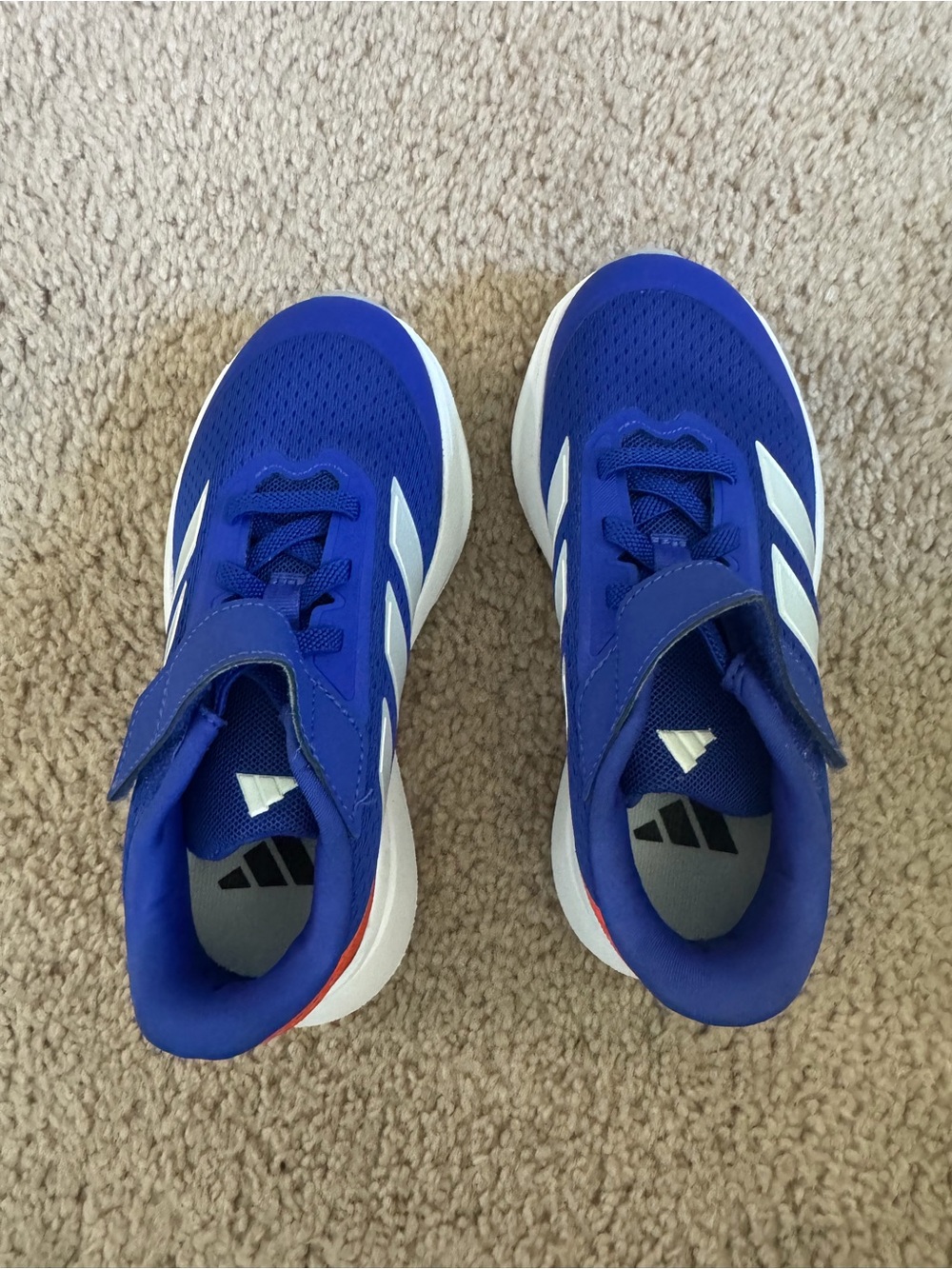adidas Kids Blue and White Lightweight Hook-and-Loop Sneakers